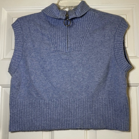 Pink Rose Sweaters - Pink Rose Womens‎ Stormy Peri Blue Quarter Zip Knit Sweater Vest 2S10561 NWT M